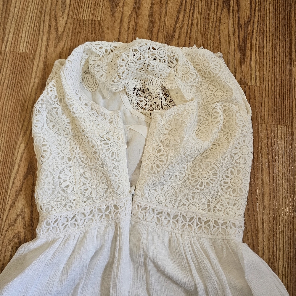 Kid's hollister women’s beige dress size 3 lace top side zip - Picture 10 of 12